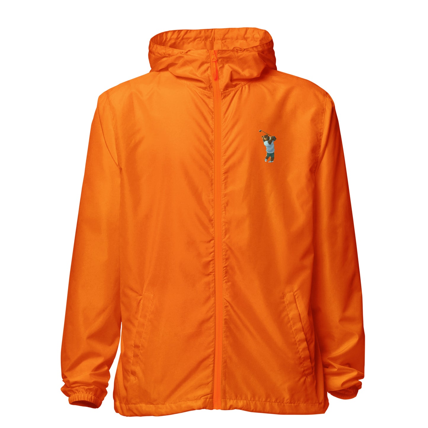 orange lightweight zip up golf windbreaker