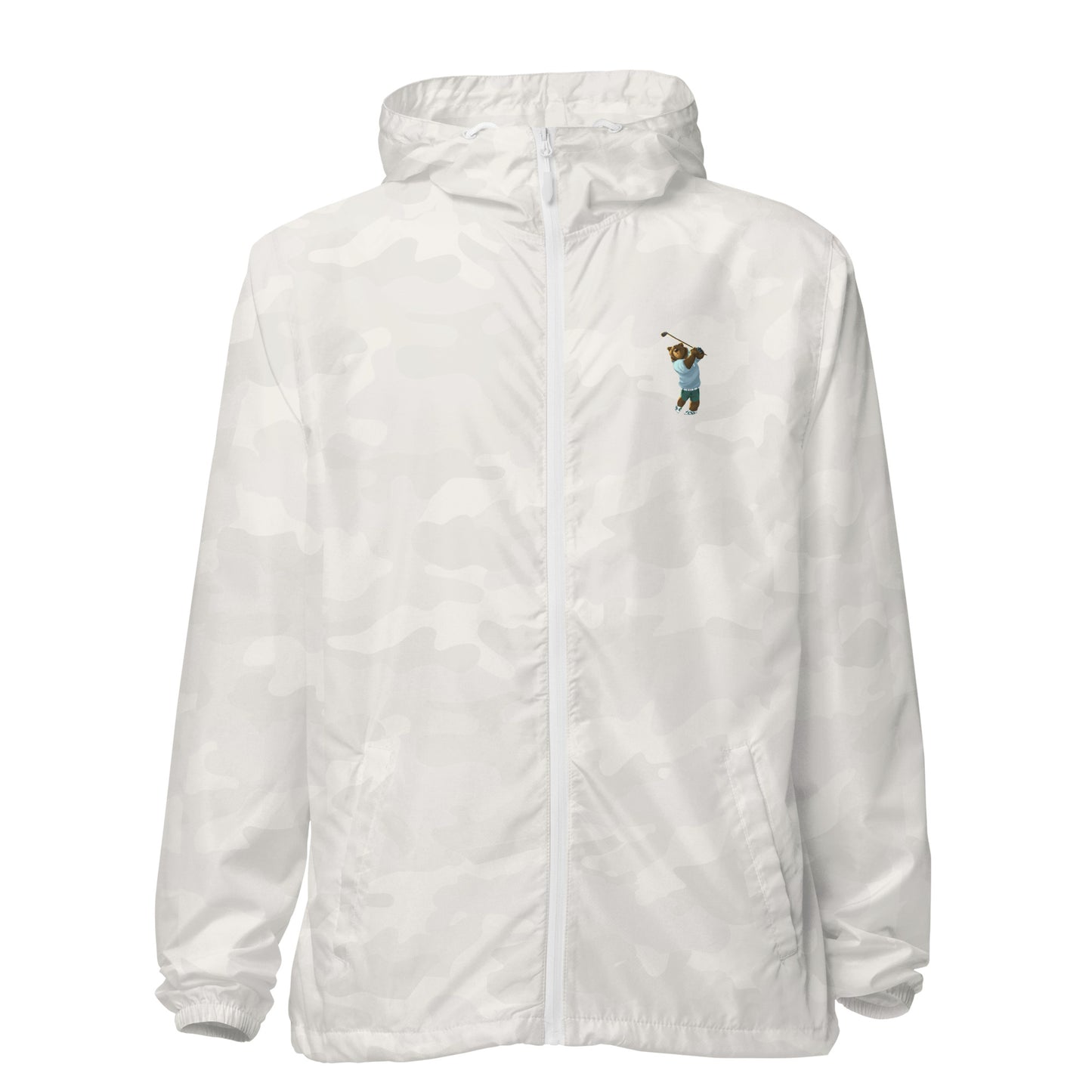 white camouflage lightweight zip up golf windbreaker