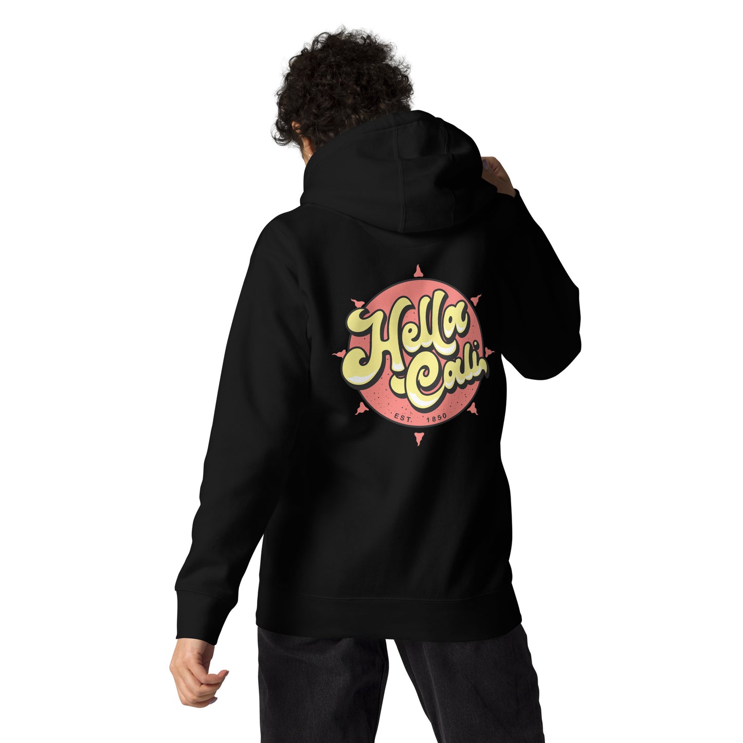 Black Hella Cali Orange Sun Yellow/Black Lettering Logo Hoodie