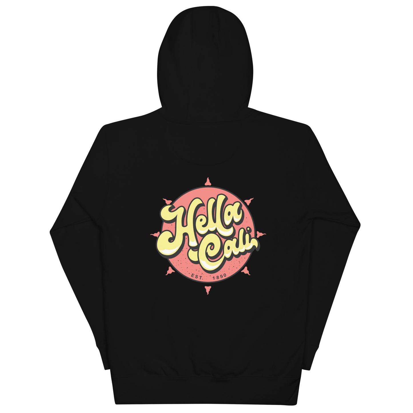 Black Back Hella Cali Orange Sun Yellow/Black Lettering Logo Hoodie