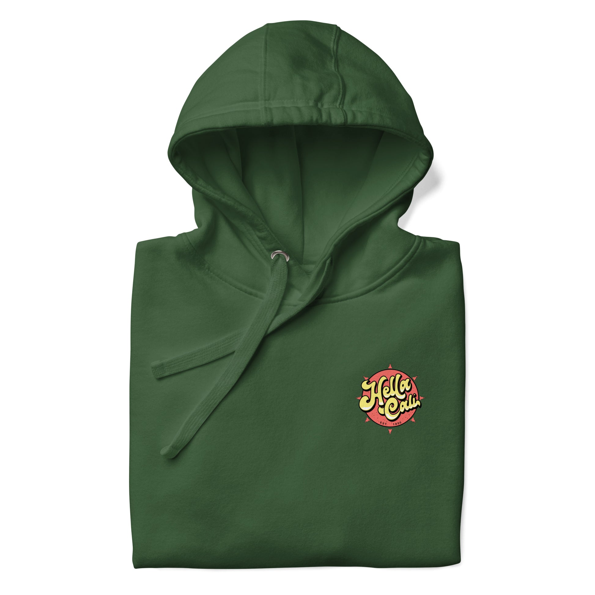 Green Closeup Hella Cali Orange Sun Yellow/Black Lettering Logo Hoodie