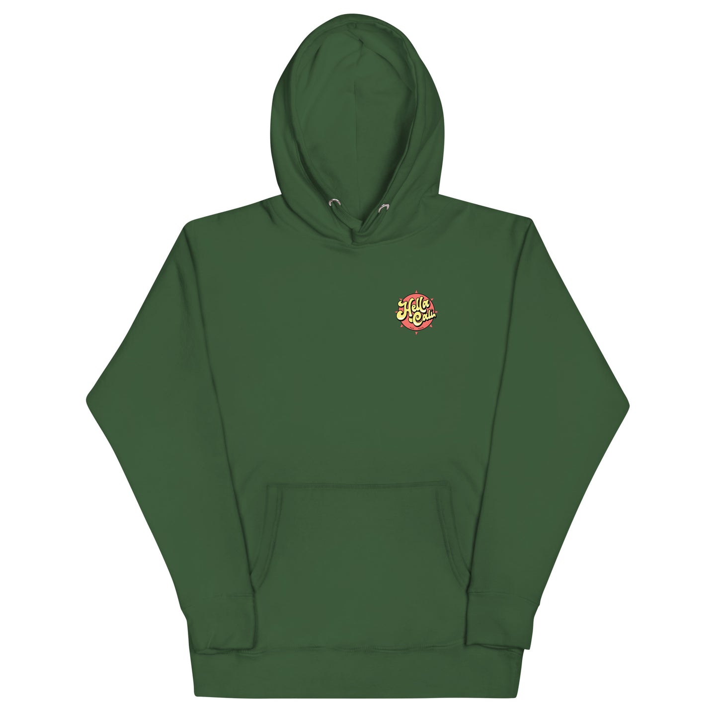 Green Hella Cali Orange Sun Yellow/Black Lettering Logo Hoodie