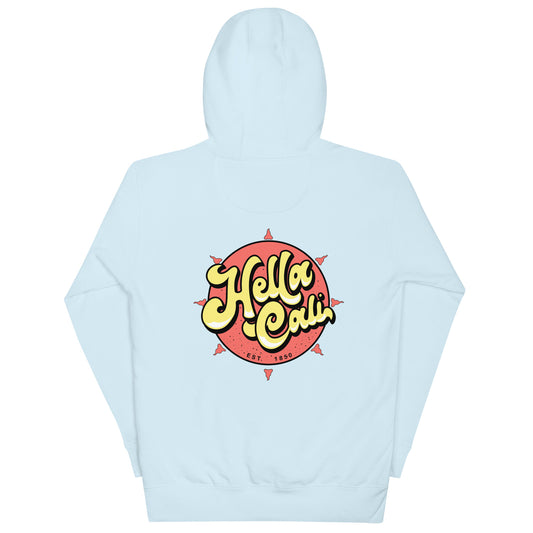 Light Blue Hella Cali Hoodie Orange Sun Yellow/Black Lettering Logo