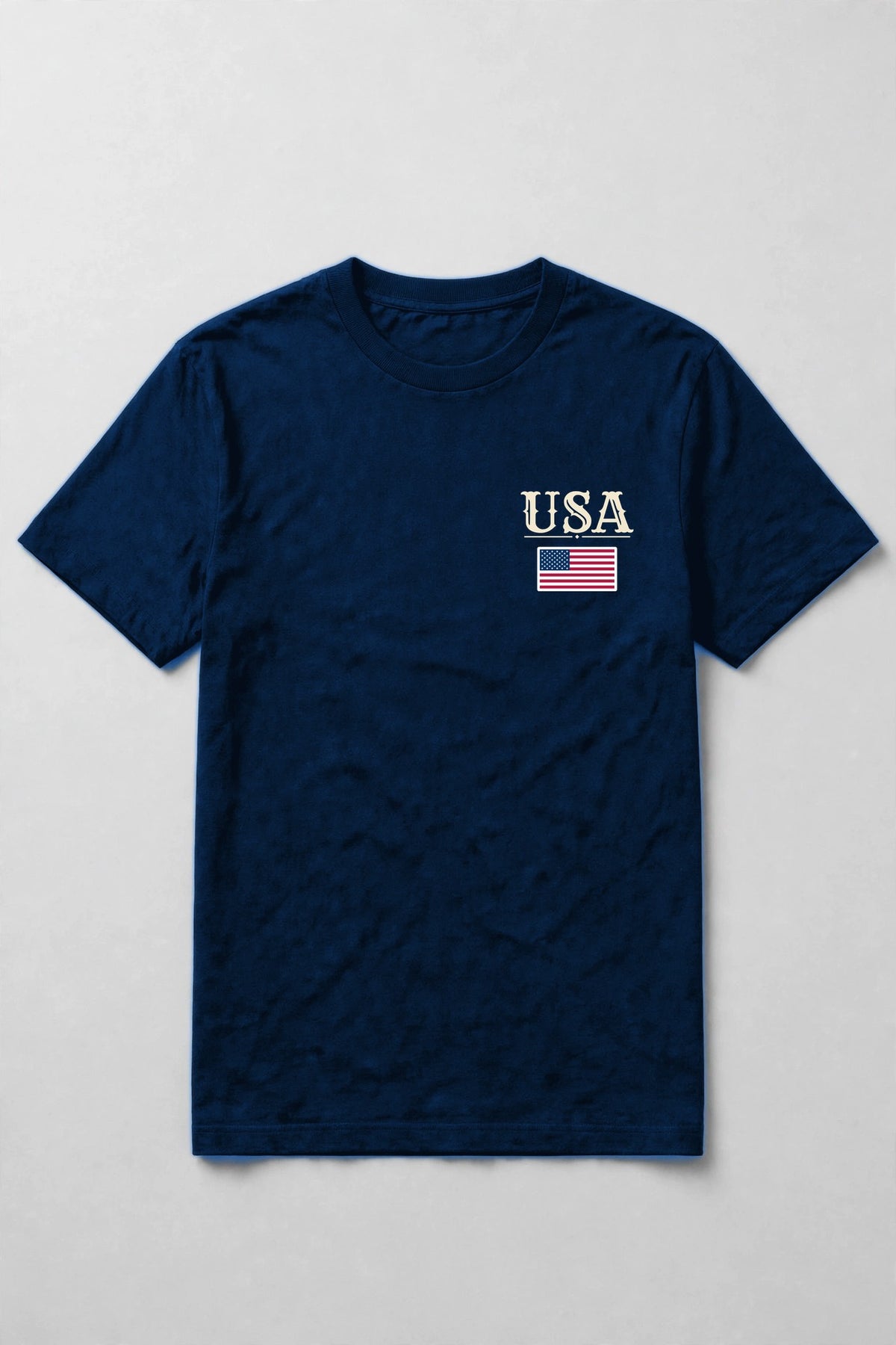 True Royal t-shirt with USA lettering and a US flag at the left chest