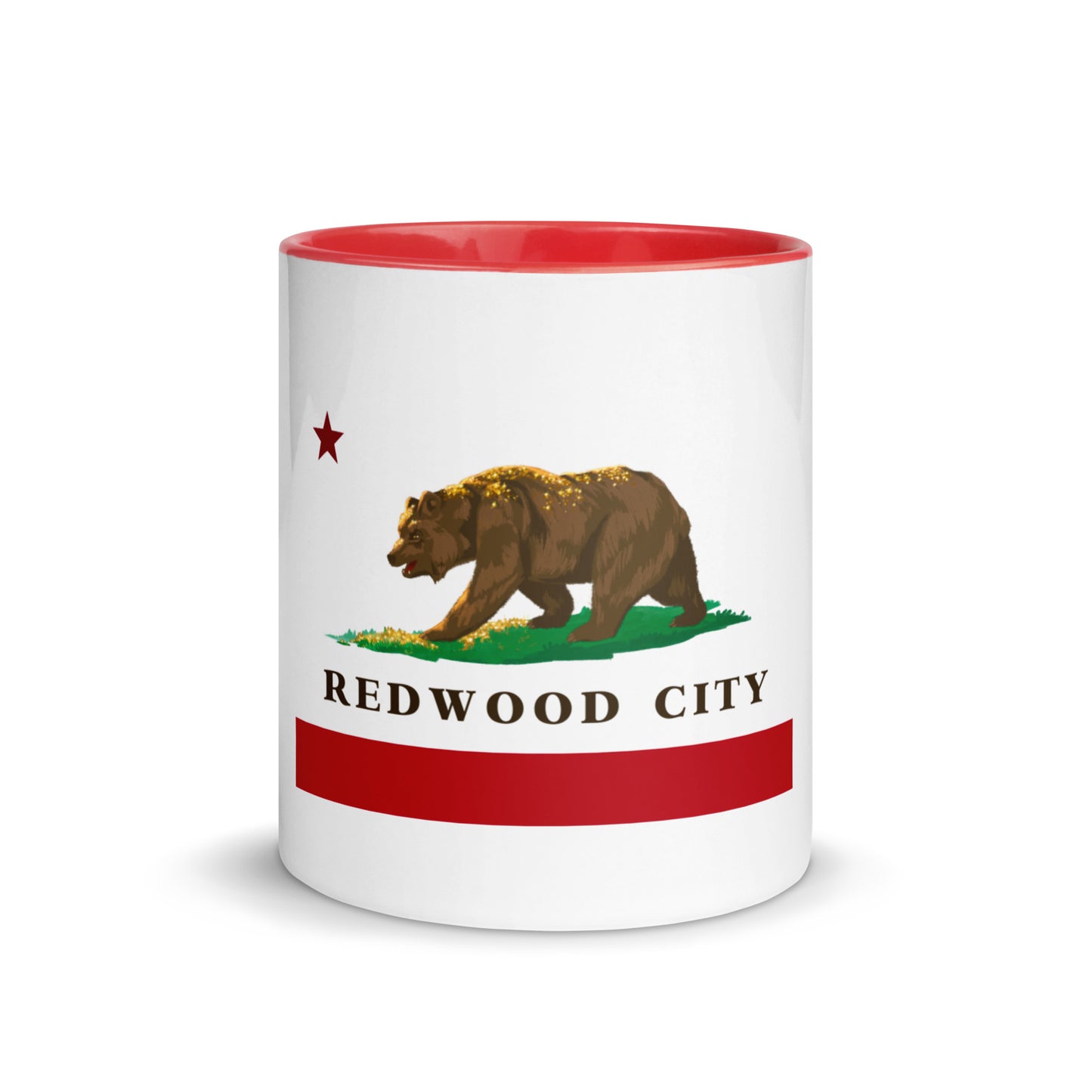 Redwood City CA Flag Mug with Red Inside