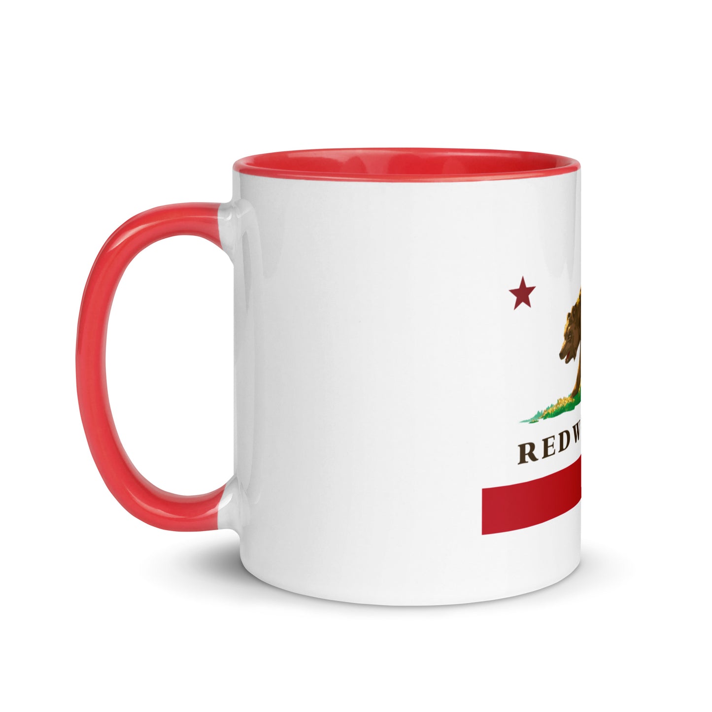 Redwood City CA Flag Mug with Red Inside