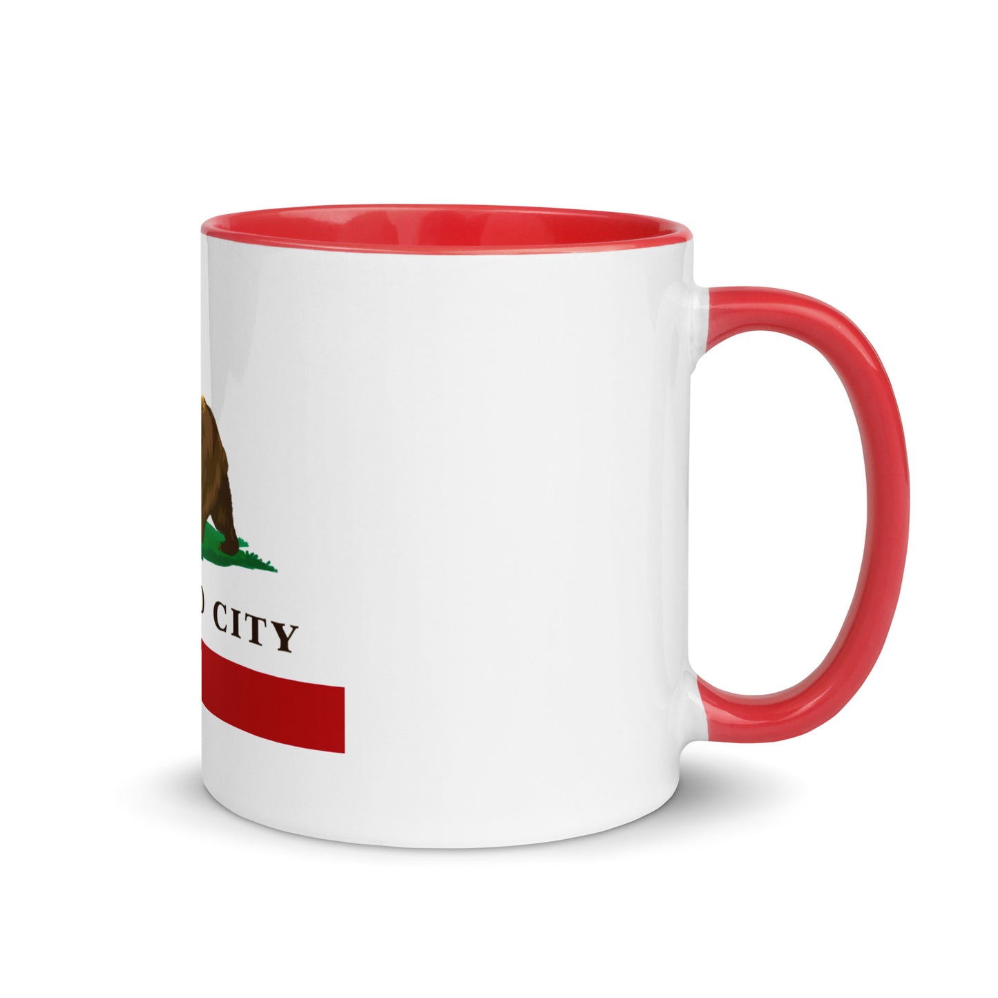 Redwood City CA Flag Mug with Red Inside