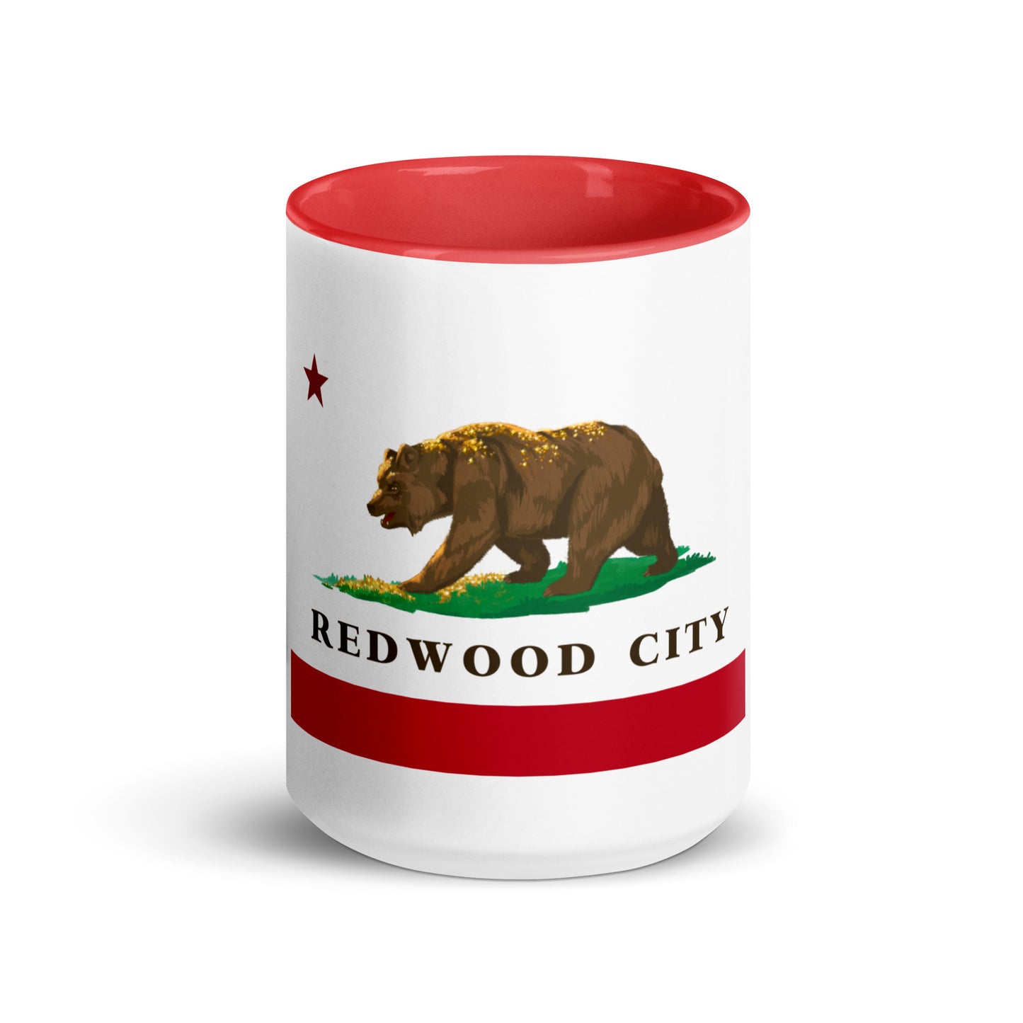 Redwood City CA Flag Mug with Red Inside