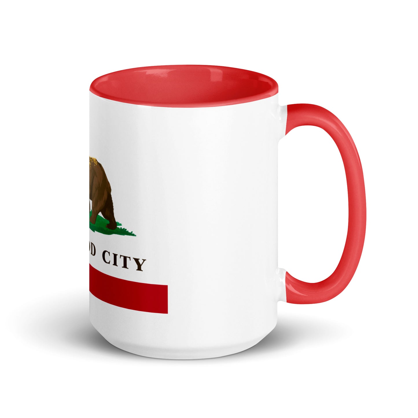 Redwood City CA Flag Mug with Red Inside